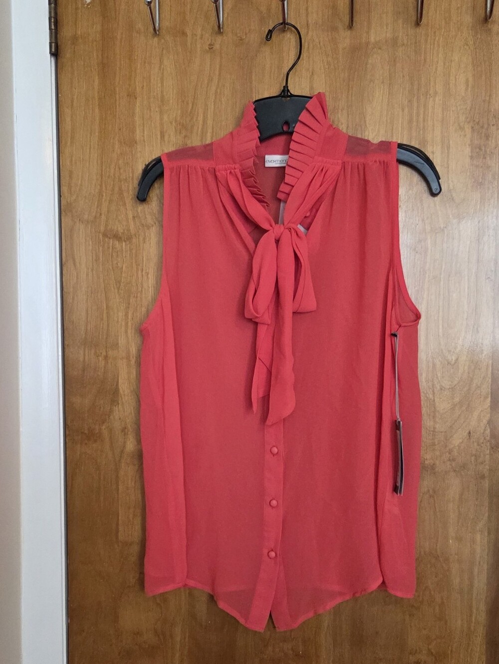 New York & Company Coral Sleeveless Tie-Neck Blouse